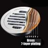 Round Shower Drain with Removable Cover, 4 in, Brass, with Hair Strainer view 3