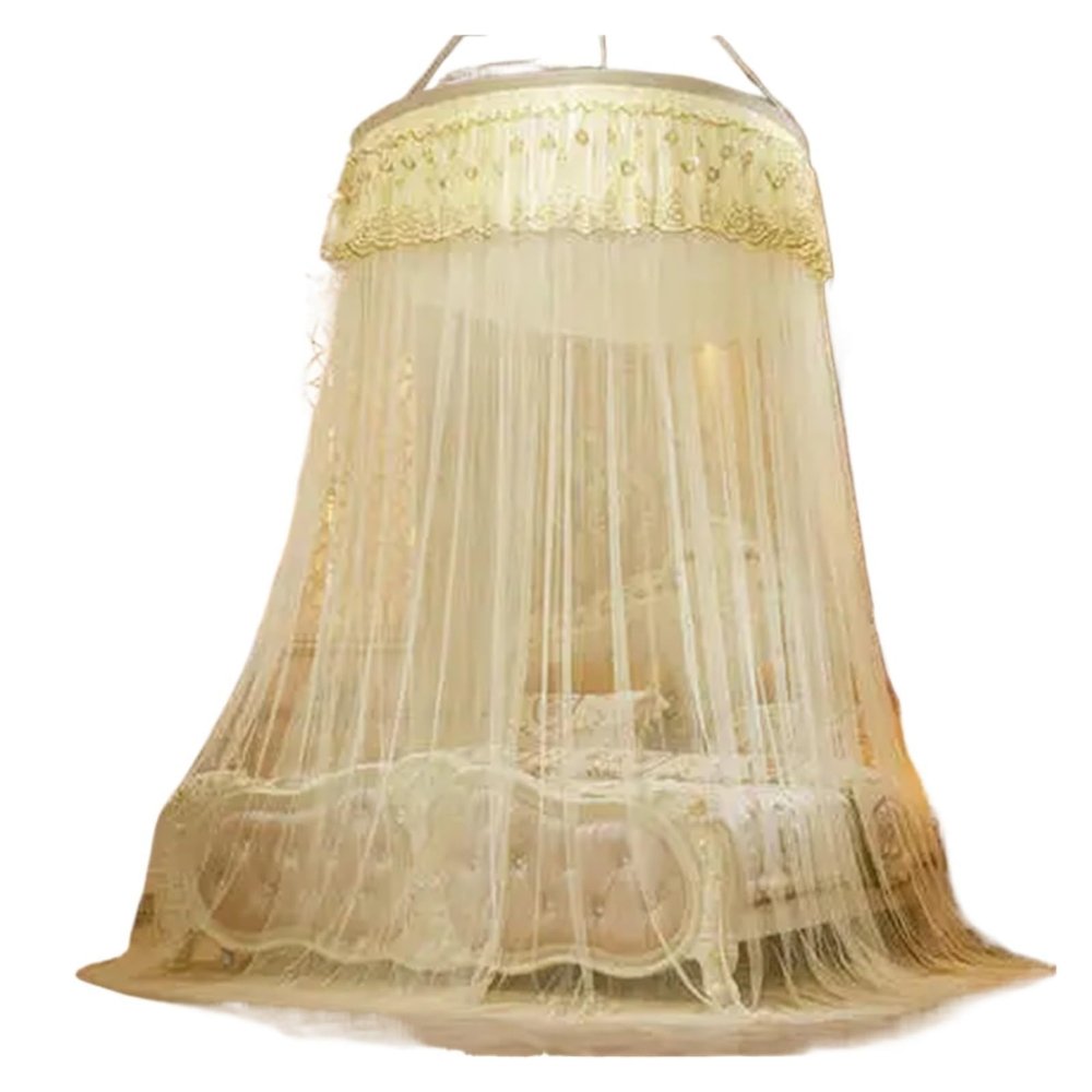 NJIEzhao Round Bed Mosquito Net, Lace Canopy for Double Bed, Color 14, 1.35 m (4.5 ft)