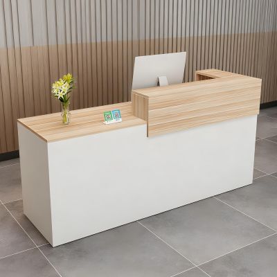 CCUKTFN Reception Desk with Drawer and Open Shelves, Modern Reception Counter 100 × 240 cm for Offices, Salons, Lobbies and Retail Stores