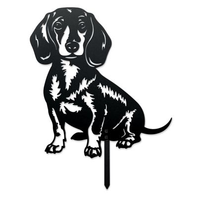 WADORN Decorative Metal Dachshund Garden Stake, Black, Weather-Resistant
