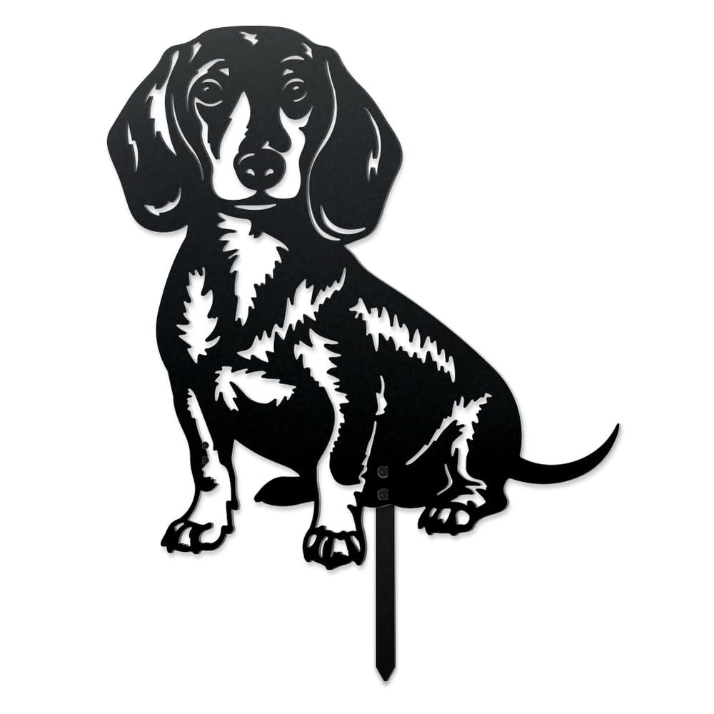 WADORN Decorative Metal Dachshund Garden Stake, Black, Weather-Resistant