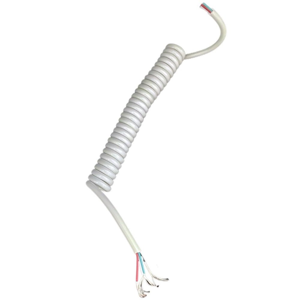 4-Conductor Telescoping Coil Cable, White, 3 mm OD, 50–70 cm