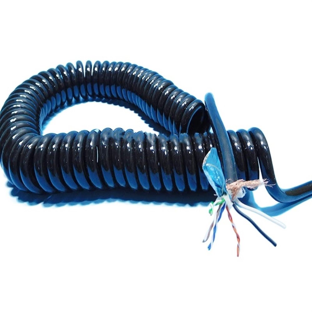 10-Conductor Double-Shielded Spiral Network Cable, 20 AWG, 1–15 m