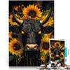 1,000-Piece Cow and Sunflowers Puzzle for Adults, Ages 14+, 38 x 52 cm view 1