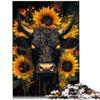 1,000-Piece Cow and Sunflowers Puzzle for Adults, Ages 14+, 38 x 52 cm view 2