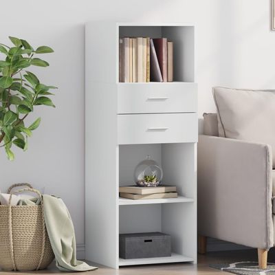 KTHLBRH Tall White Sideboard Made of Engineered Wood, Classic Storage Cabinet, 45 x 42.5 x 124 cm