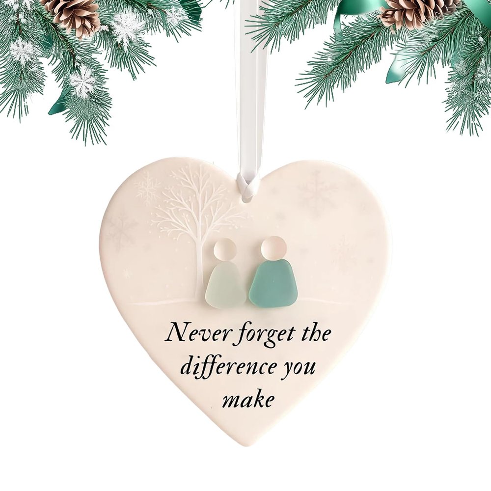 Nbbwwu Sea Glass Art Heart-Shaped Friendship Ornament