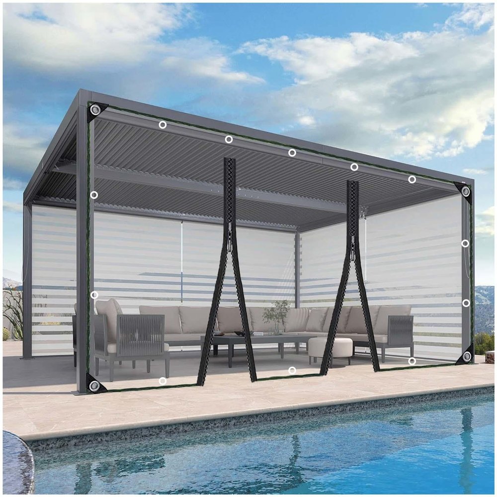 Transparent PVC Tarp Sidewall with 2 Zippers, 6 x 2.8 m