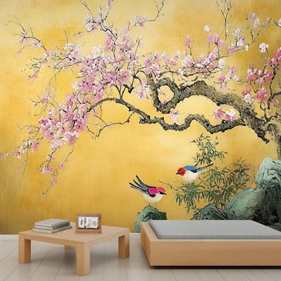 Self-Adhesive Photo Wallpaper, Chinese Flowers, 3D Effect, Asian Style, 200 x 140 cm