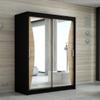 A&J MöbelLand NIKO Sliding-Door Wardrobe, 2 Doors with Mirrors, 160 cm, Black view 1