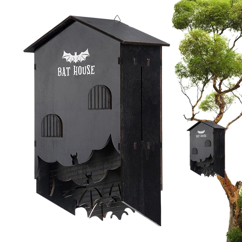 Three-Chamber Bat Box for Outdoor Use on Trees and Walls
