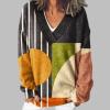 Women's Oversized Christmas Sweater with V-Neck, Norwegian Knit, Witch and Christmas Tree Print view 2