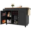 UATARU Kitchen Trolley on Wheels with Worktop, Towel Holder, Drawers, Spice Rack and Adjustable Shelves, Black view 1