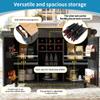 UATARU Kitchen Trolley on Wheels with Worktop, Towel Holder, Drawers, Spice Rack and Adjustable Shelves, Black view 3