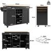 UATARU Kitchen Trolley on Wheels with Worktop, Towel Holder, Drawers, Spice Rack and Adjustable Shelves, Black view 4