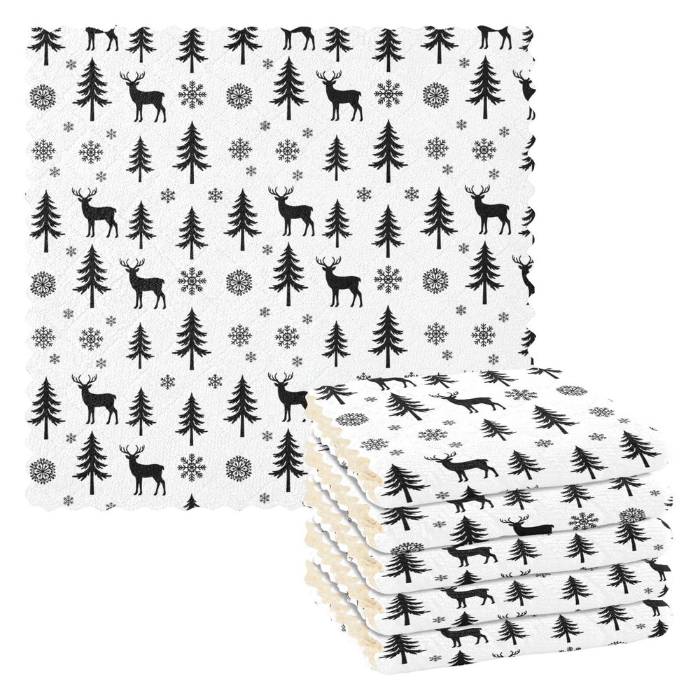 Quick-Drying Microfiber Cleaning Cloths, 6-Pack, 11 x 11 in, Christmas Designs