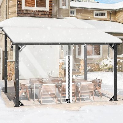 Outdoor Transparent Tarp Curtains with Zippers, 0.3 mm Waterproof Clear PVC Side Panels with Grommets for Pergolas and Pavilions, W/H 1.92 m (6.2 x 6.6 ft)