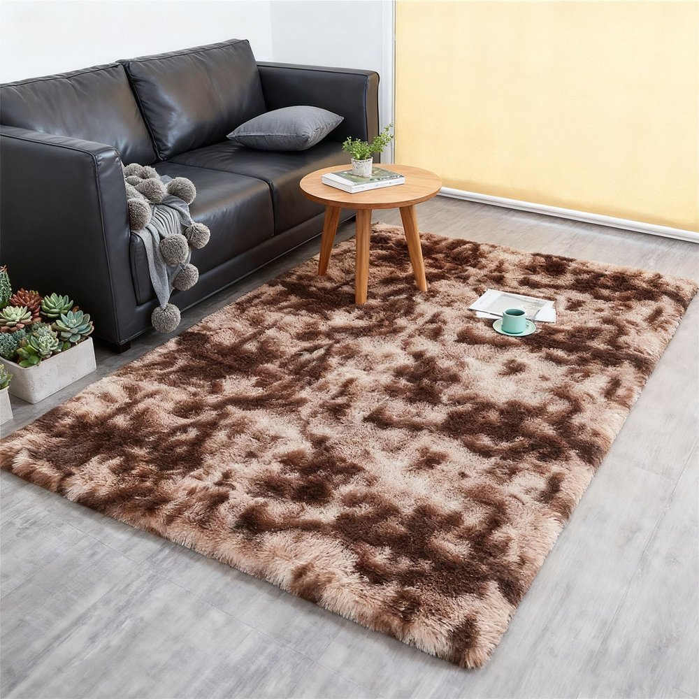 LIHUANE Shaggy High-Pile Rug 110 x 300 cm, Super Soft, Brown
