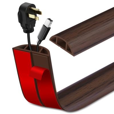 Self-Adhesive Floor Cable Raceway, 6 m, 2 cm, Dark Brown Wood Grain