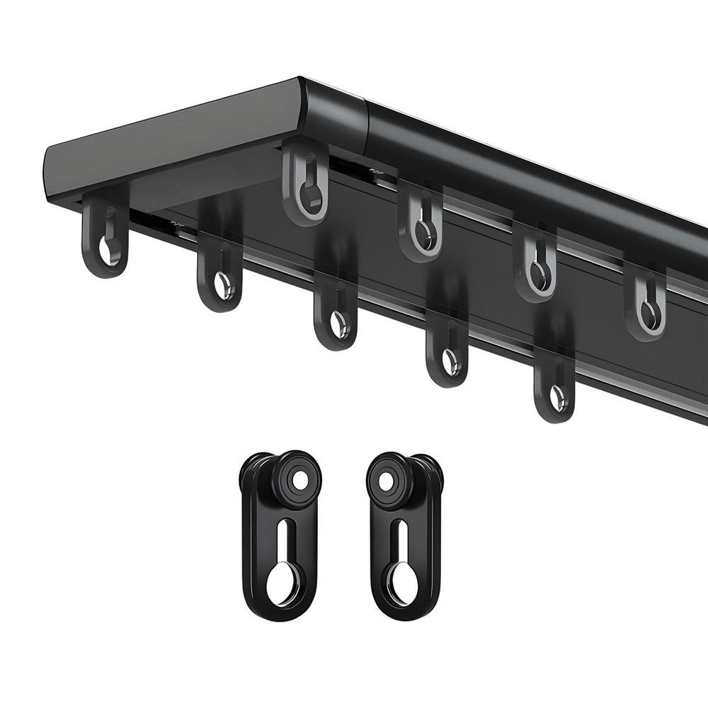 Double-Track Curtain Rail 2.30 m (7.5 ft), Aluminum, Black