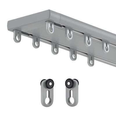 Double-Track Aluminum Curtain Track Set, Gray, 2.2 m