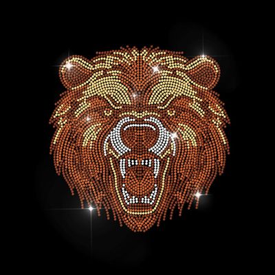 MAYJOYDIY Bear Head Rhinestone Iron-On Transfer Applique