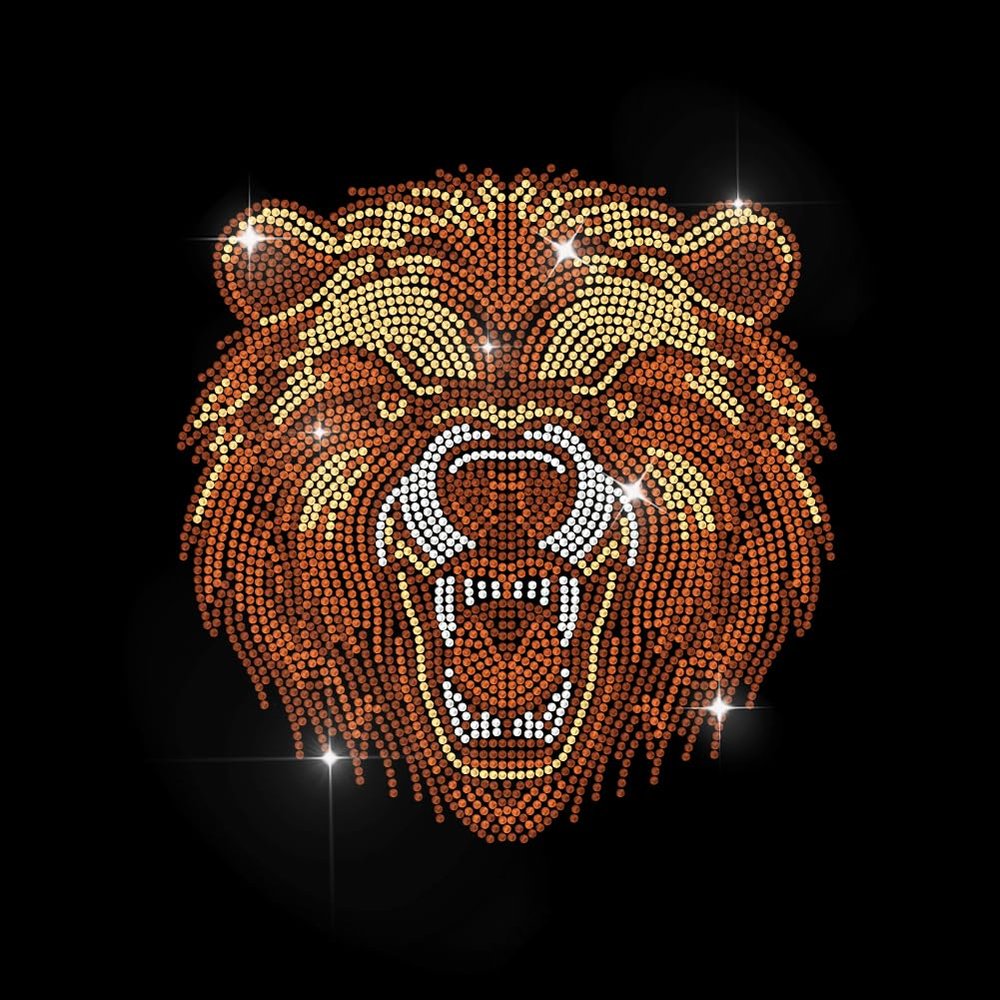 MAYJOYDIY Bear Head Rhinestone Iron-On Transfer Applique
