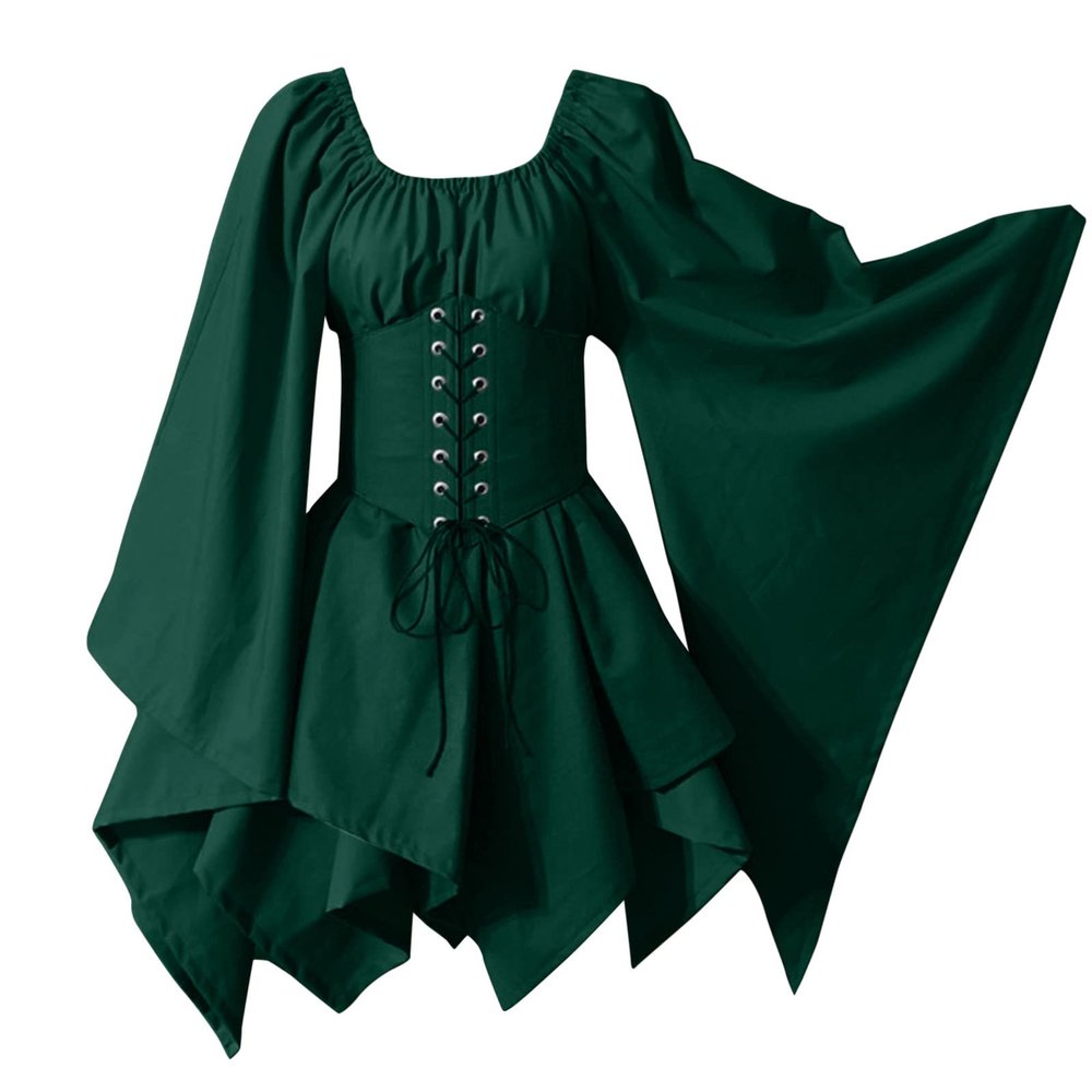 Enaissance Renaissance Elf Costume Dress for Women with Bell Sleeves