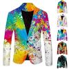 Men's Graffiti Blazer, Long Sleeve, Neon Print, Loose Fit view 2