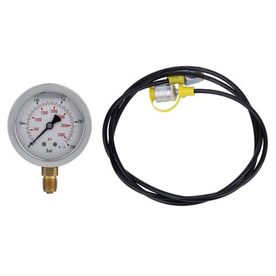 EZLUIYLDH Hydraulic Hose Pressure Gauge, 1.5 m, M16×2 to BSP 1/4 Test Point Coupling, 0–250 bar/3,600 PSI