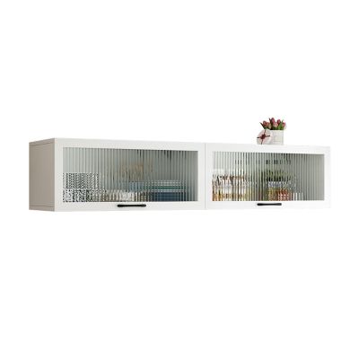 Wooden Wall Cabinet with Flap Door and Lower Shelf