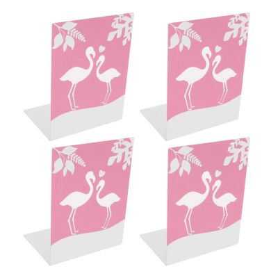 4-Piece Metal Bookends, Bird Design, Glossy Finish