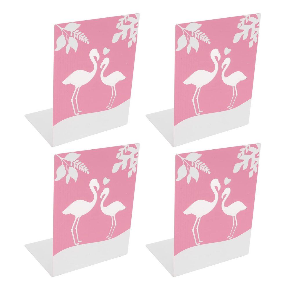 4-Piece Metal Bookends, Bird Design, Glossy Finish