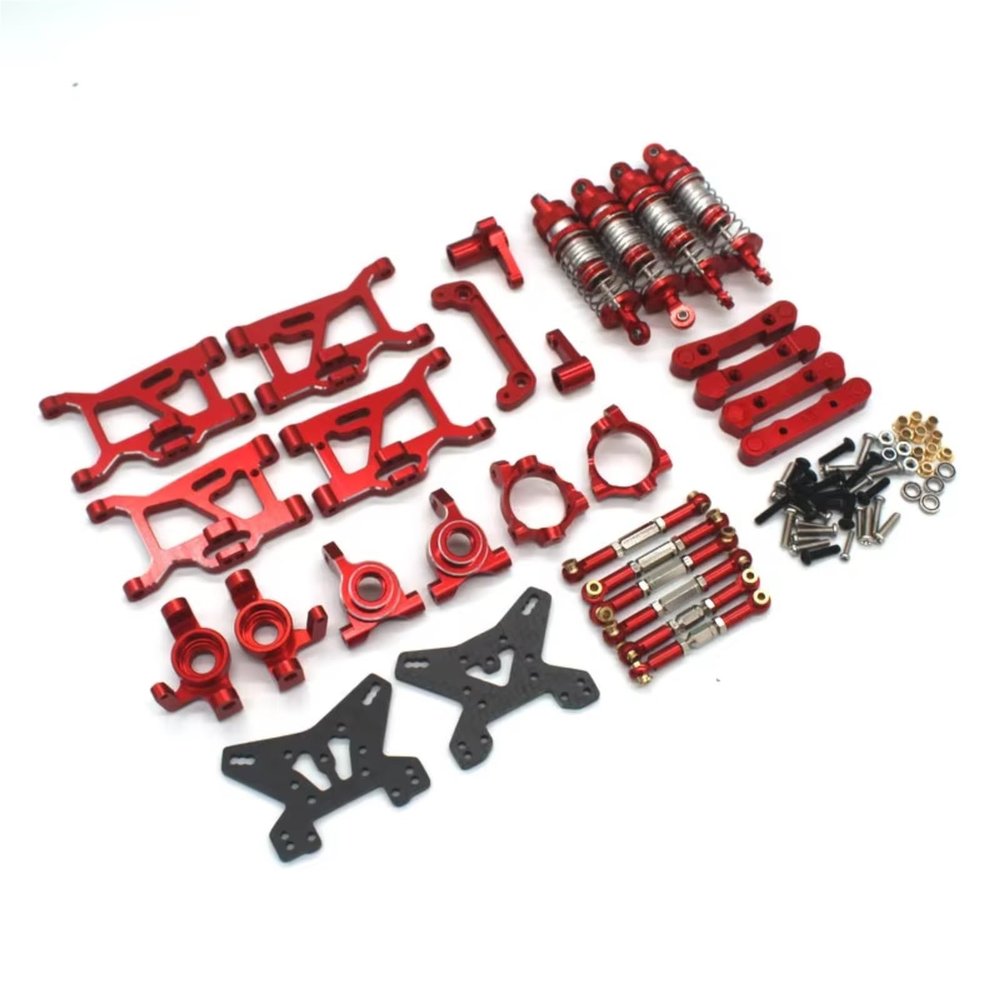 10-Piece Metal Upgrade and Repair Parts Set for ZD FR Racing MT16, BX12, X12S, JIUSI MT14R, PT14R and Gladiator 1/14 RC Cars, Red