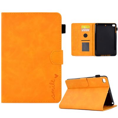 DayQiQiPu Case for Apple iPad mini 5/4/3/2/1, 7.9-inch, PU Leather Book Cover with Magnetic Closure, Letter Pattern, Stand, Auto Sleep/Wake, Orange