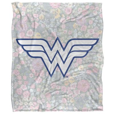 Wonder Woman Floral Logo Super-Soft Blanket, Silky Feel, 152 x 127 cm