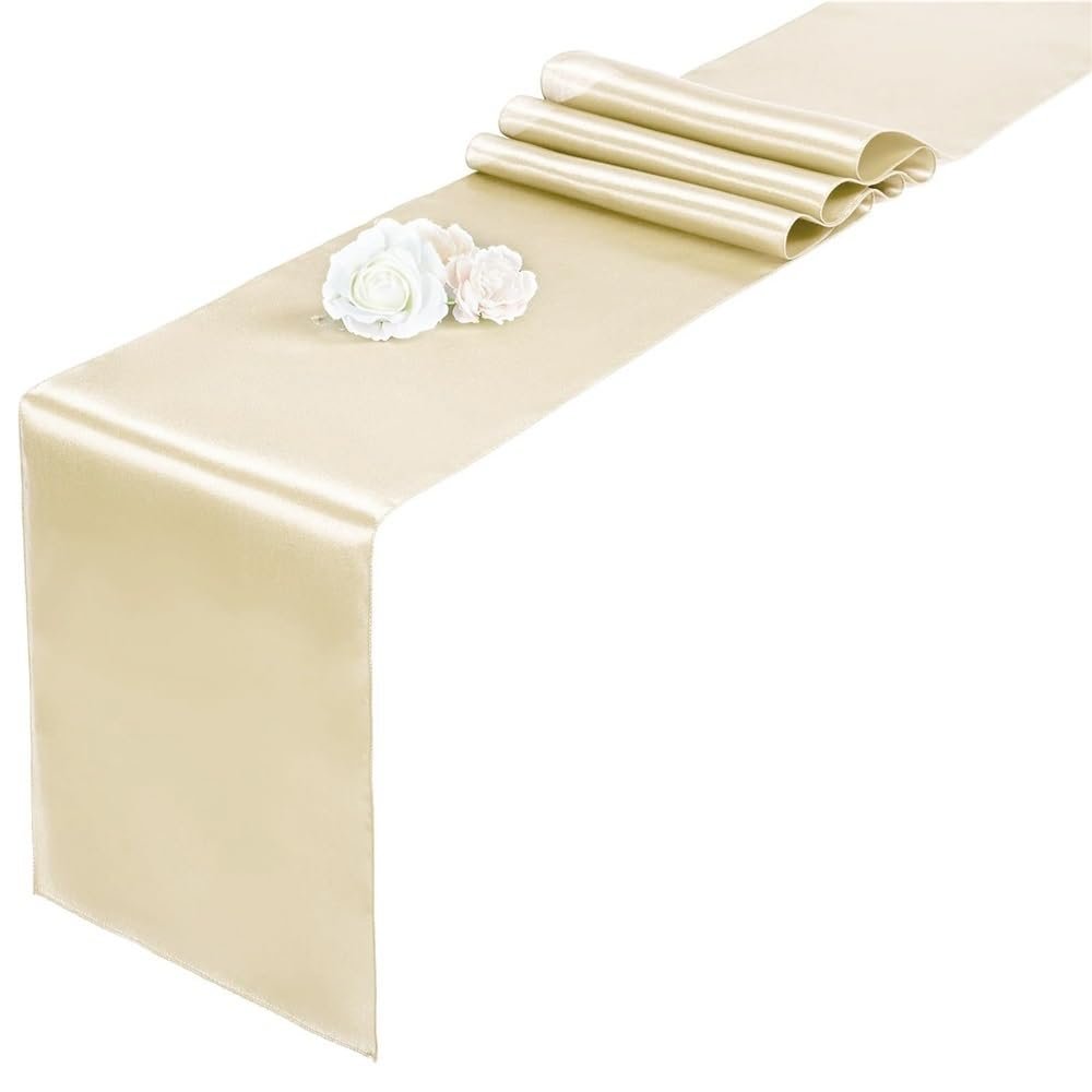 4-Piece Satin Table Runner Set, 30 x 275 cm, Champagne