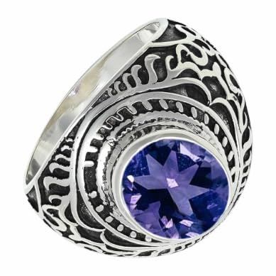SILVERTROVE Lab-Created Tanzanite Ring for Men and Women, Silver-Plated, All Sizes