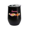 Herz & Heim Personalized Travel Mug with Custom Design and Name, Stainless Steel, 350 ml, Black or White, Insulated Mug for Coffee, Tea and More, Gift for Women (Black, Floral Wreath) view 1
