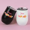 Herz & Heim Personalized Travel Mug with Custom Design and Name, Stainless Steel, 350 ml, Black or White, Insulated Mug for Coffee, Tea and More, Gift for Women (Black, Floral Wreath) view 4