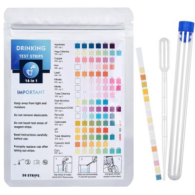 50 16-in-1 Drinking Water Test Strips with Test Tube for Tap Water