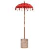 Gecheer Patio Umbrella with Base, Red/Brown, 250 cm, Cotton and Wood view 1