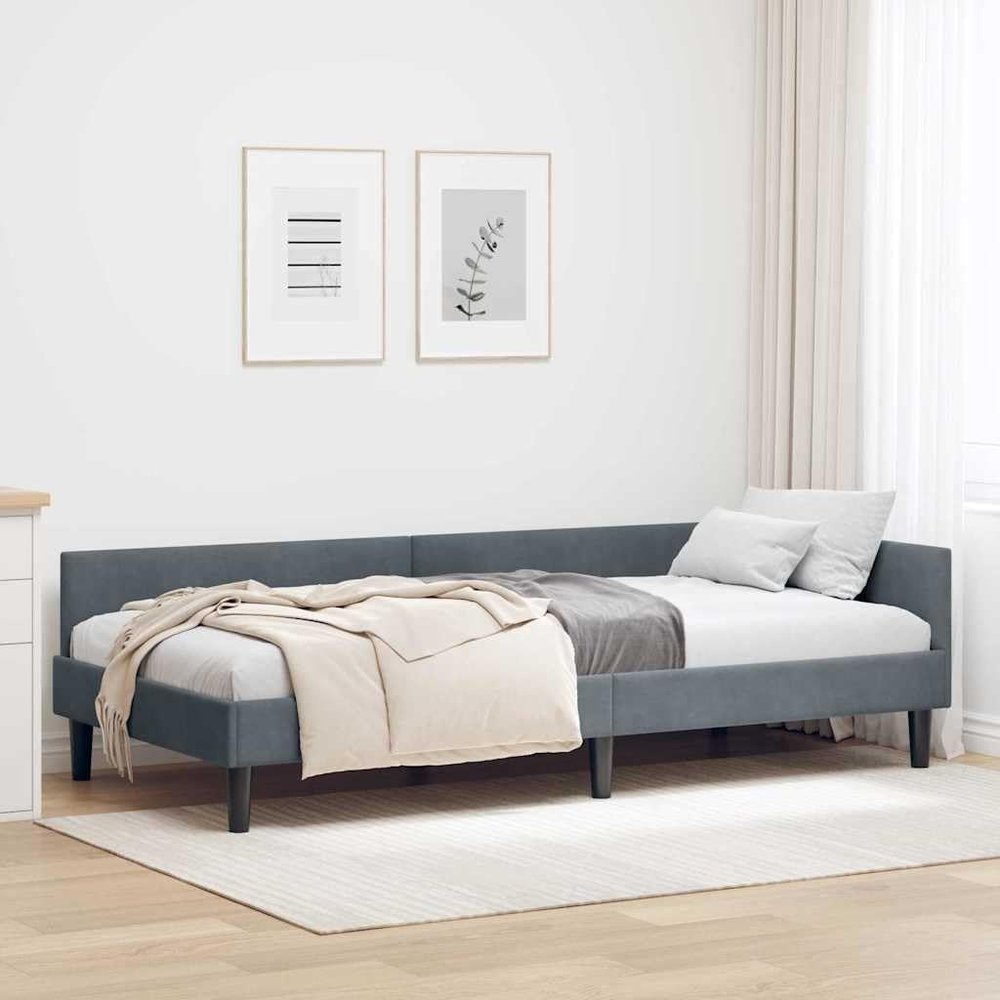 Amorsee Single Bed/Sofa Bed, 90 x 200 cm, Dark Gray, No Mattress