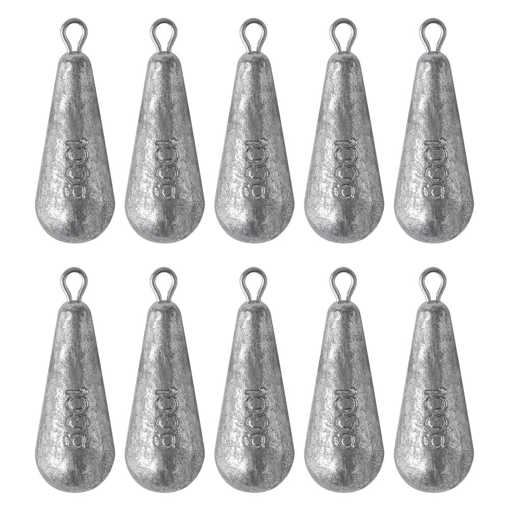 Alwonder 10-Pack 60 g Fishing Pear Sinkers with Iron Ring