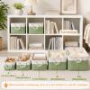 SOCOHOME Fabric Storage Bins, Washable Cube Baskets, Green/White, Medium, 4-Pack view 3