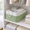 SOCOHOME Fabric Storage Bins, Washable Cube Baskets, Green/White, Medium, 4-Pack view 4