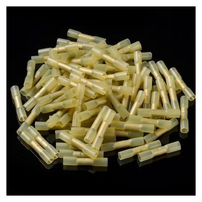 50-Piece Heat-Shrink Insulated Butt Crimp Terminals, 12–10 AWG