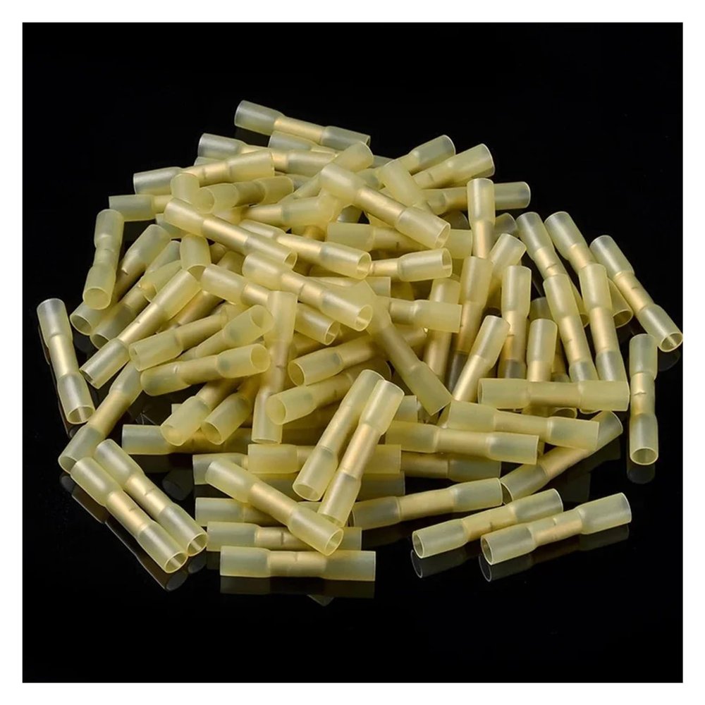 50-Piece Heat-Shrink Insulated Butt Crimp Terminals, 12–10 AWG