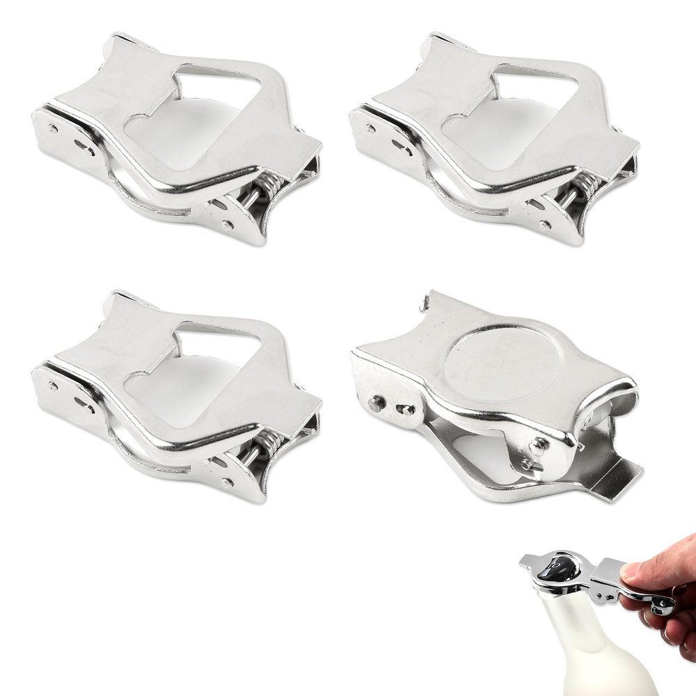 4-Pack Stainless Steel Beer Bottle Openers, Foldable