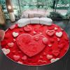 Round Red Anti-Slip Rug, 100 cm, Soft Short-Pile Flannel with 3D Heart Pattern view 1